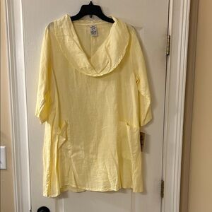 Elegant Yellow Cowl Neck Tunic
